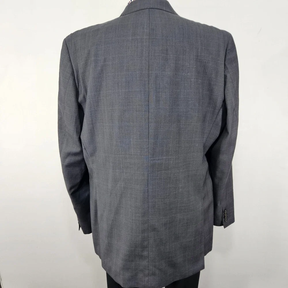 Lauren Ralph Lauren Men's‎ Sport Coat Blazer Two Button Gray Plaid Wool Slim 48L